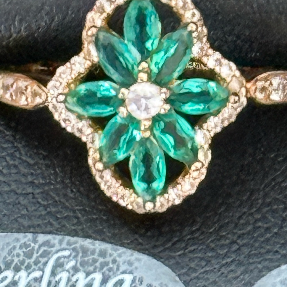 Real Emerald Sterling Silver Ring